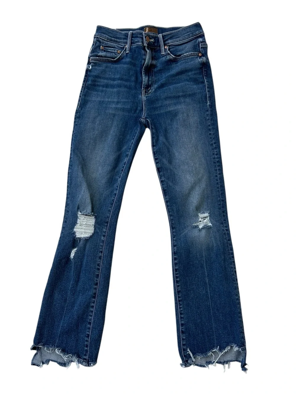 MOTHER Denim The Insider Crop Step Chew Jeans in Dancing On Coals Sz 25